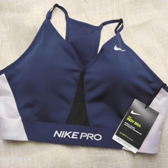 Nike Pro Indy Bra-Navy/white new w/ tag,XL - Picture 2 of 5